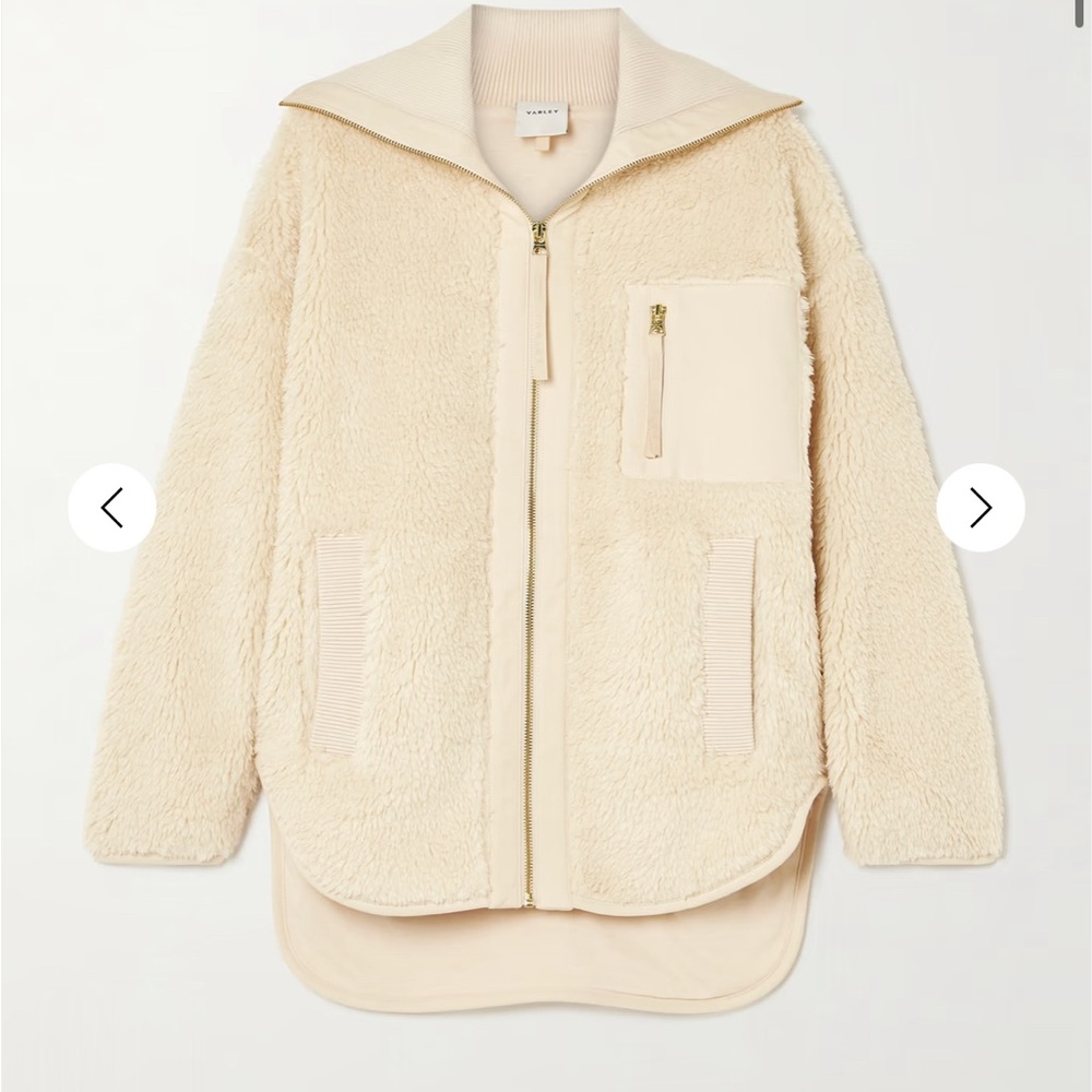 Varley NWT- Myla twill-trimmed faux shearling jacket